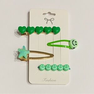 Green Y2K Hair Clip Set (4 - Piece)